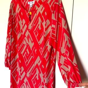 Laura Jeffries Geometric Modern Dress Coral Putty Size 16 Near New!!